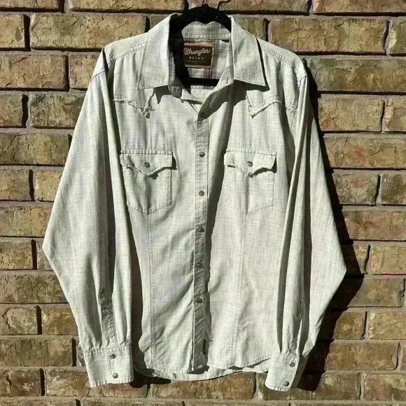 Men’s Wrangler Retro Premium Long Sleeve Pearl Snap Button Up Western Shirt Lg - Picture 2 of 16